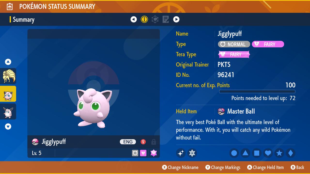Foto de la carta Pokémon Pokemon Escarlata y Púrpura JIGGLYPUFF Variocolor 6IV Listo para la Batalla Competitiva 2